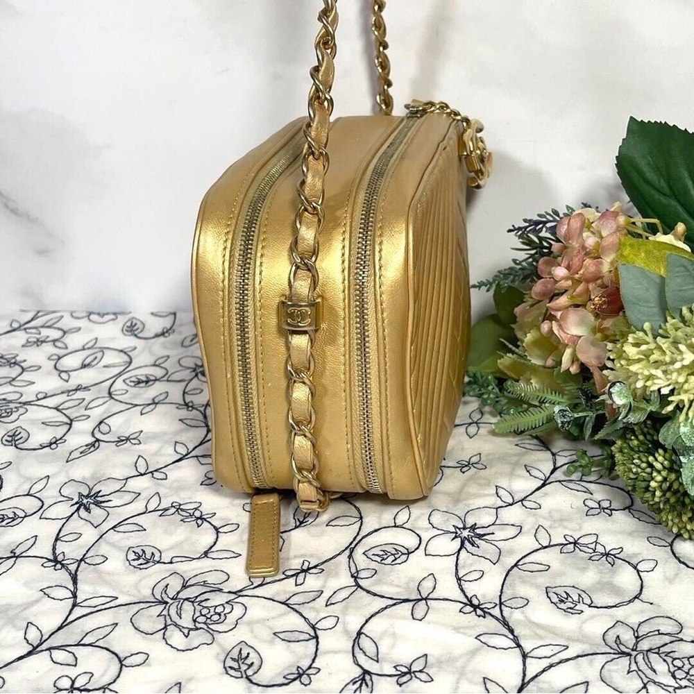 CHANEL Boy Chanel Camera Bag Matelasse gold lambskin Japan Used